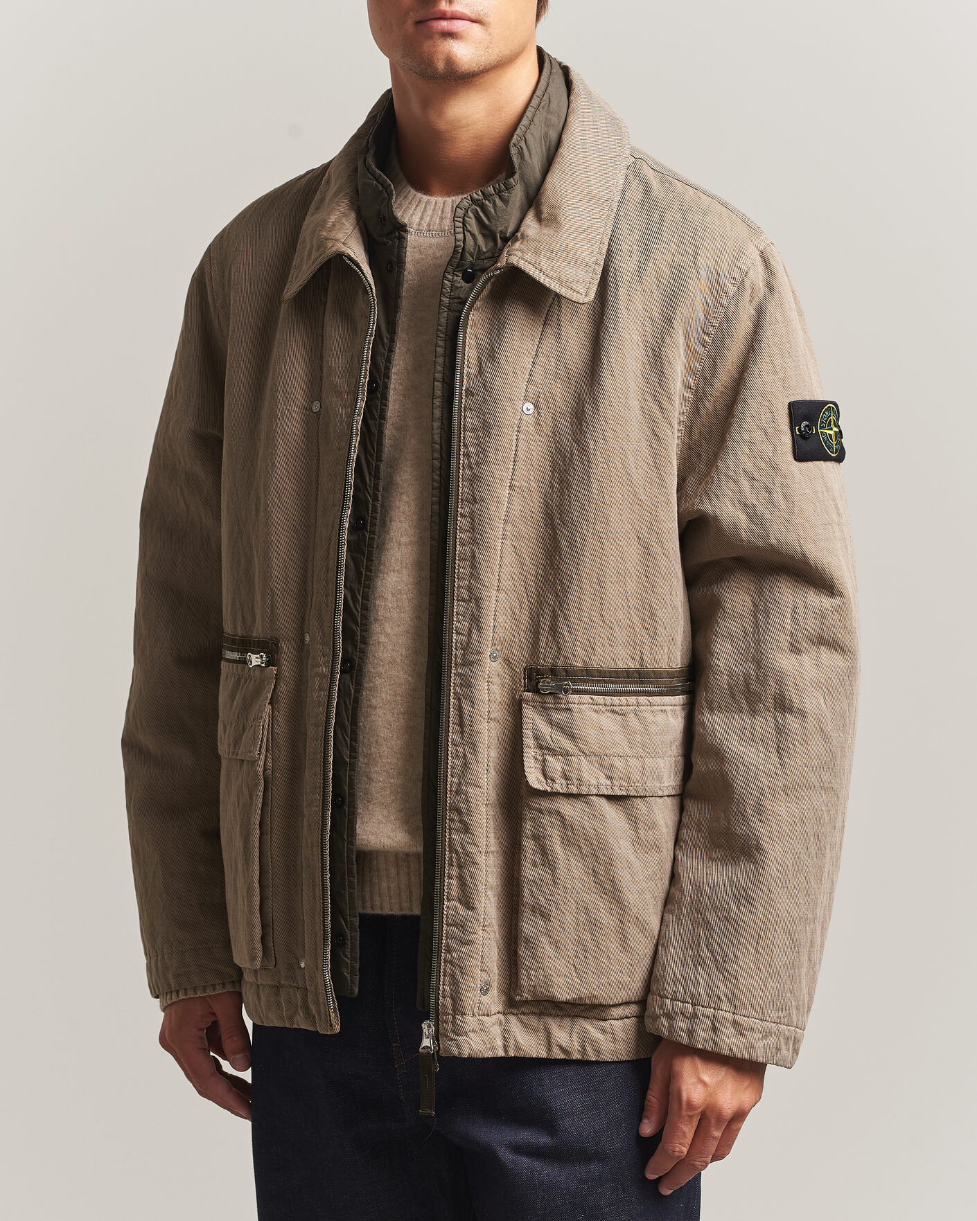 Homme | Manteaux Et Vestes | Stone Island | Diagonal Cotton/Wool Field Jacket Biscuit
