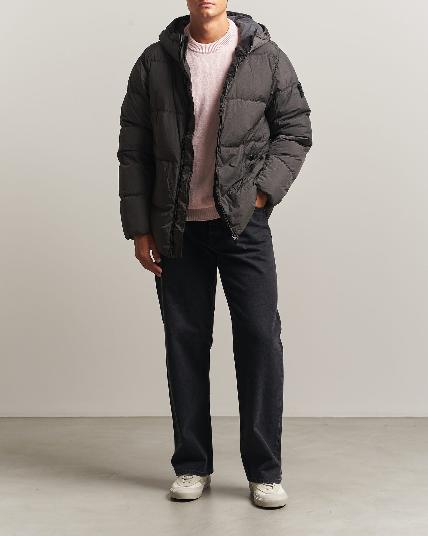 Homme | Manteaux Et Vestes | Stone Island | Crinkle Reps Padded Hood Down Jacket Grey