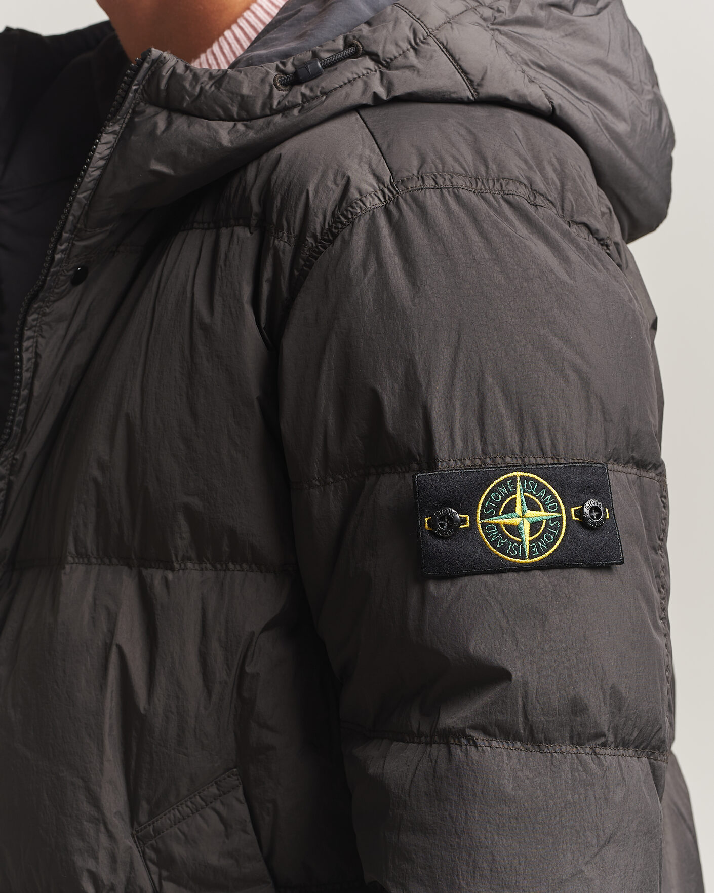 Homme | Manteaux Et Vestes | Stone Island | Crinkle Reps Padded Hood Down Jacket Grey