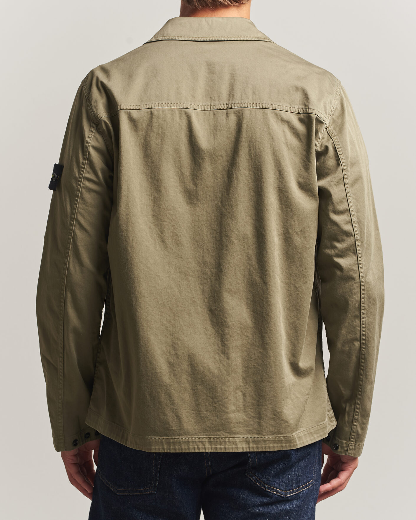 Homme | Chemises | Stone Island | Organic Cotton Satin Stretch Zip Overshirt Miltary Green