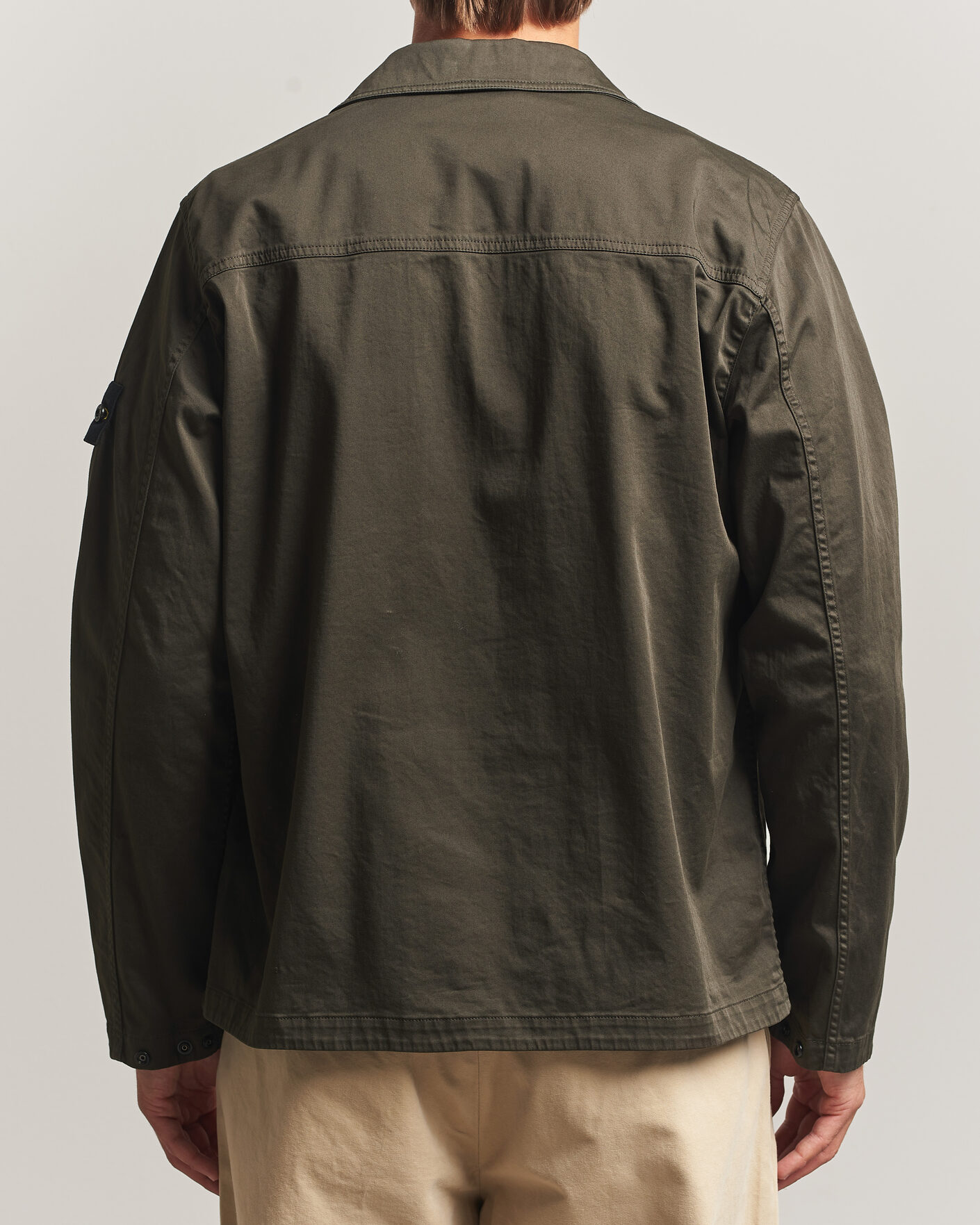 Homme | Chemises | Stone Island | Organic Cotton Satin Stretch Zip Overshirt Grey