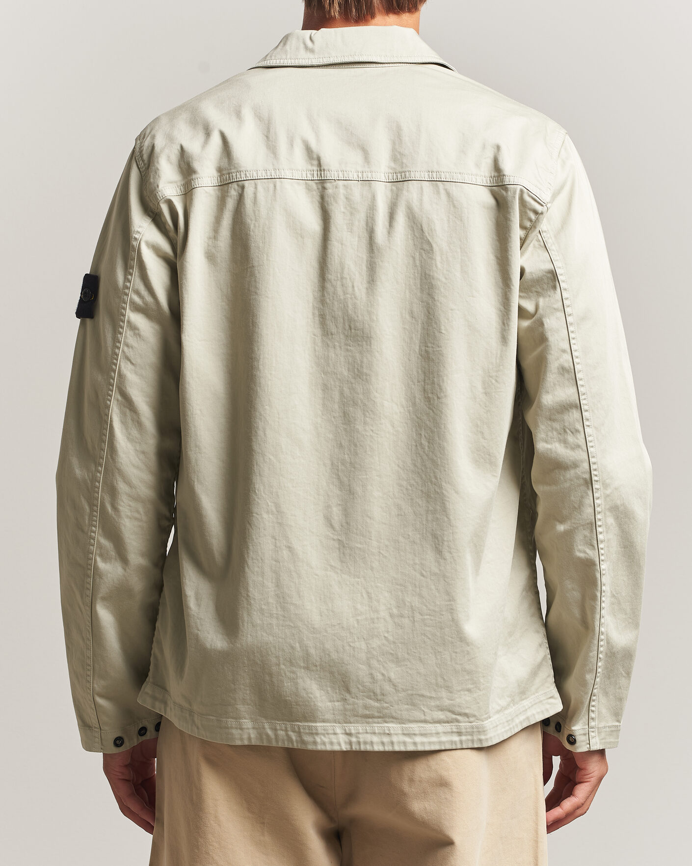 Homme | Chemises | Stone Island | Organic Cotton Satin Stretch Zip Overshirt Sand