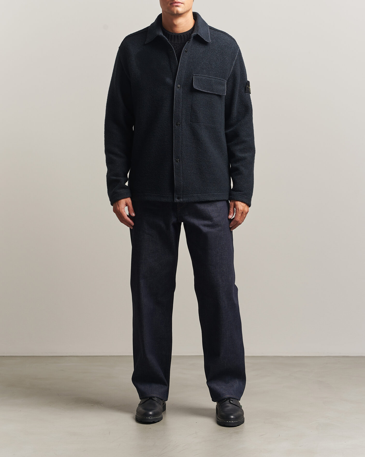 Homme | Chemises | Stone Island | Micro Bouclé Overshirt Navy Blue