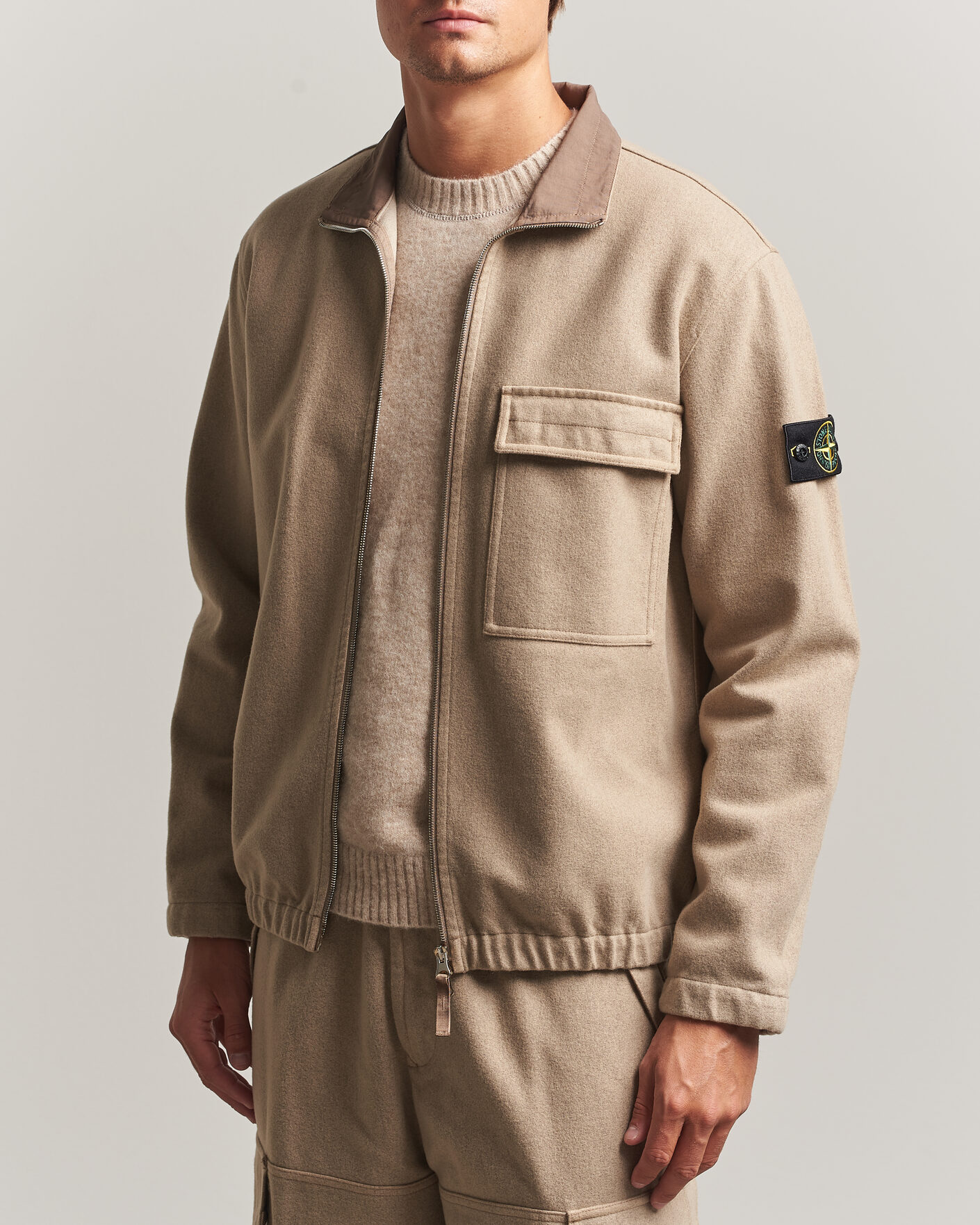 Homme | Manteaux Et Vestes | Stone Island | Wool/Nylon Flannel Jacket Biscuit