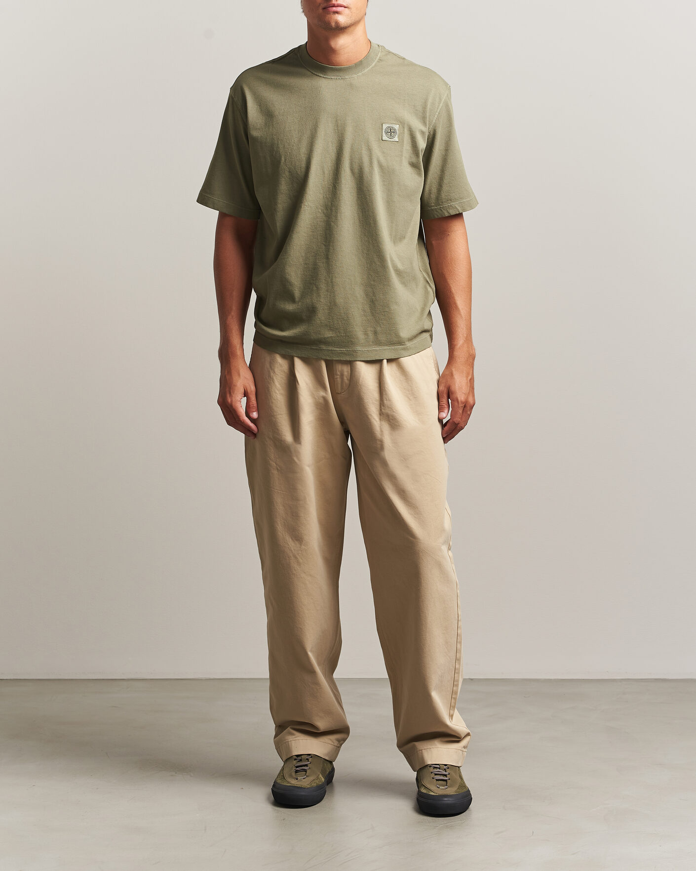 Homme | T-shirts | Stone Island | Combed Organic Cotton T-Shirt Miltary Green