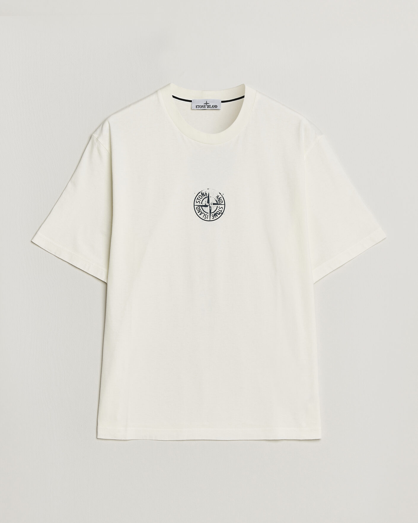 Homme | T-shirts | Stone Island | Vertical Placement Print Cotton T-Shirt Ivory