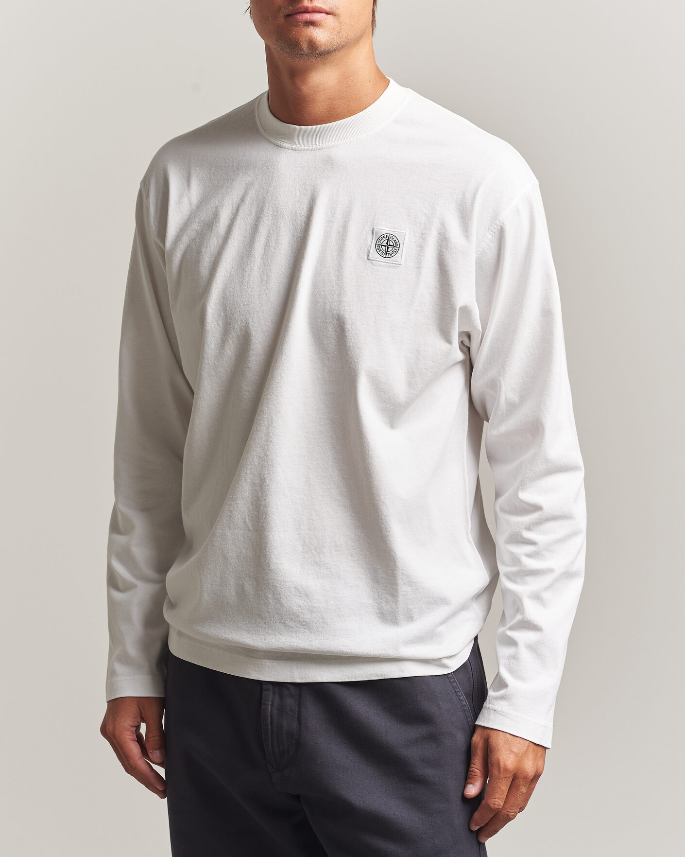 Homme | T-shirts | Stone Island | Organic Cotton Jersey Long Sleeve T-Shirt White