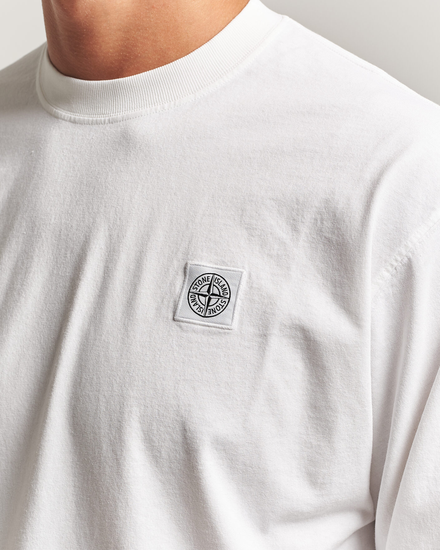 Homme | T-shirts | Stone Island | Organic Cotton Jersey Long Sleeve T-Shirt White