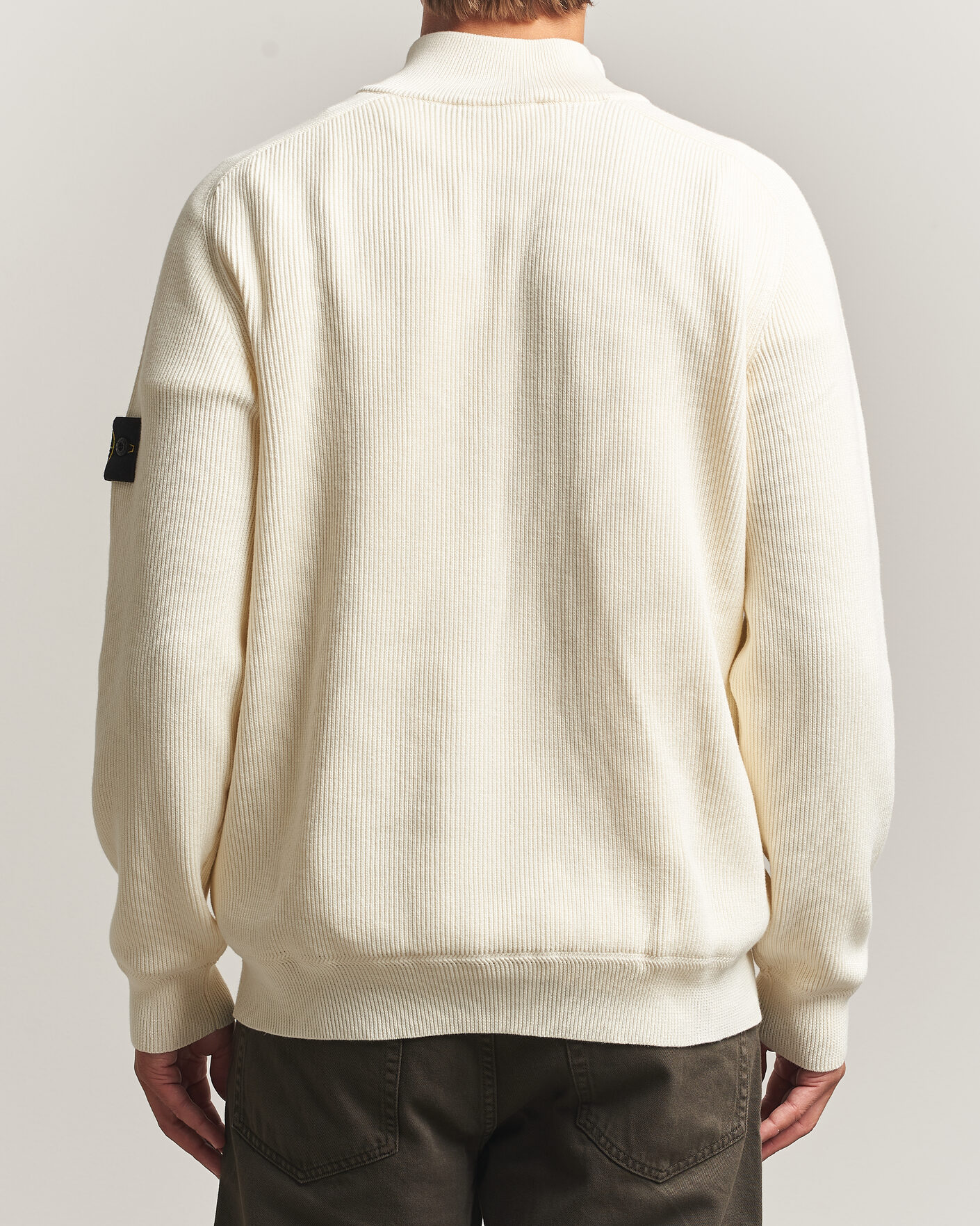 Homme | Pulls Et Tricots | Stone Island | Ribbed Soft Organic Cotton Half-Zip Ivory