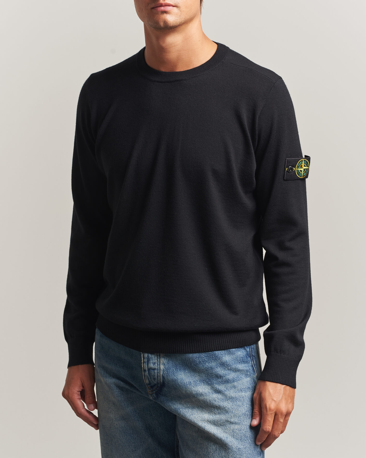 Homme | Pulls Et Tricots | Stone Island | Light Pure Wool Crew Neck Black