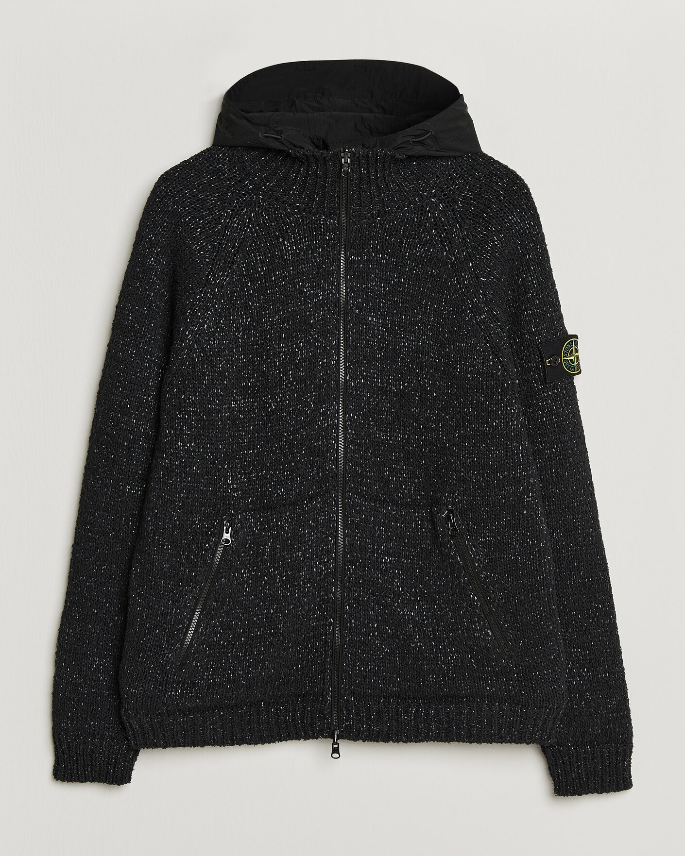 Homme | Pulls Et Tricots | Stone Island | Brushed Cotton/Nylon Reversible Zip Hood Black
