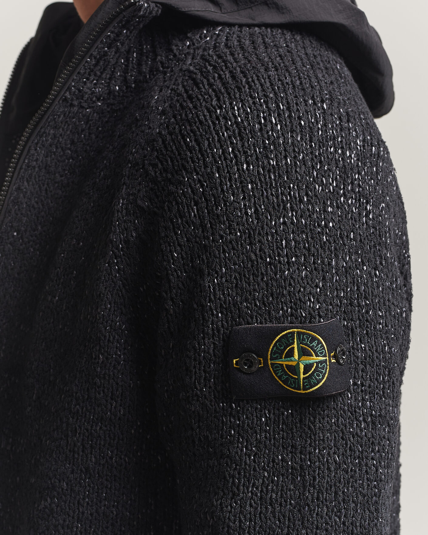 Homme | Pulls Et Tricots | Stone Island | Brushed Cotton/Nylon Reversible Zip Hood Black