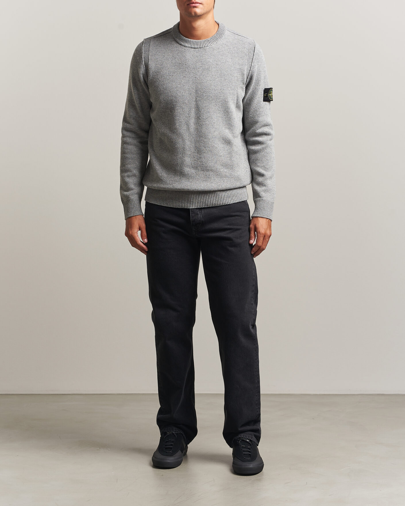 Homme | Pulls Et Tricots | Stone Island | Knitted Lambswool Crew Neck Grey Melange