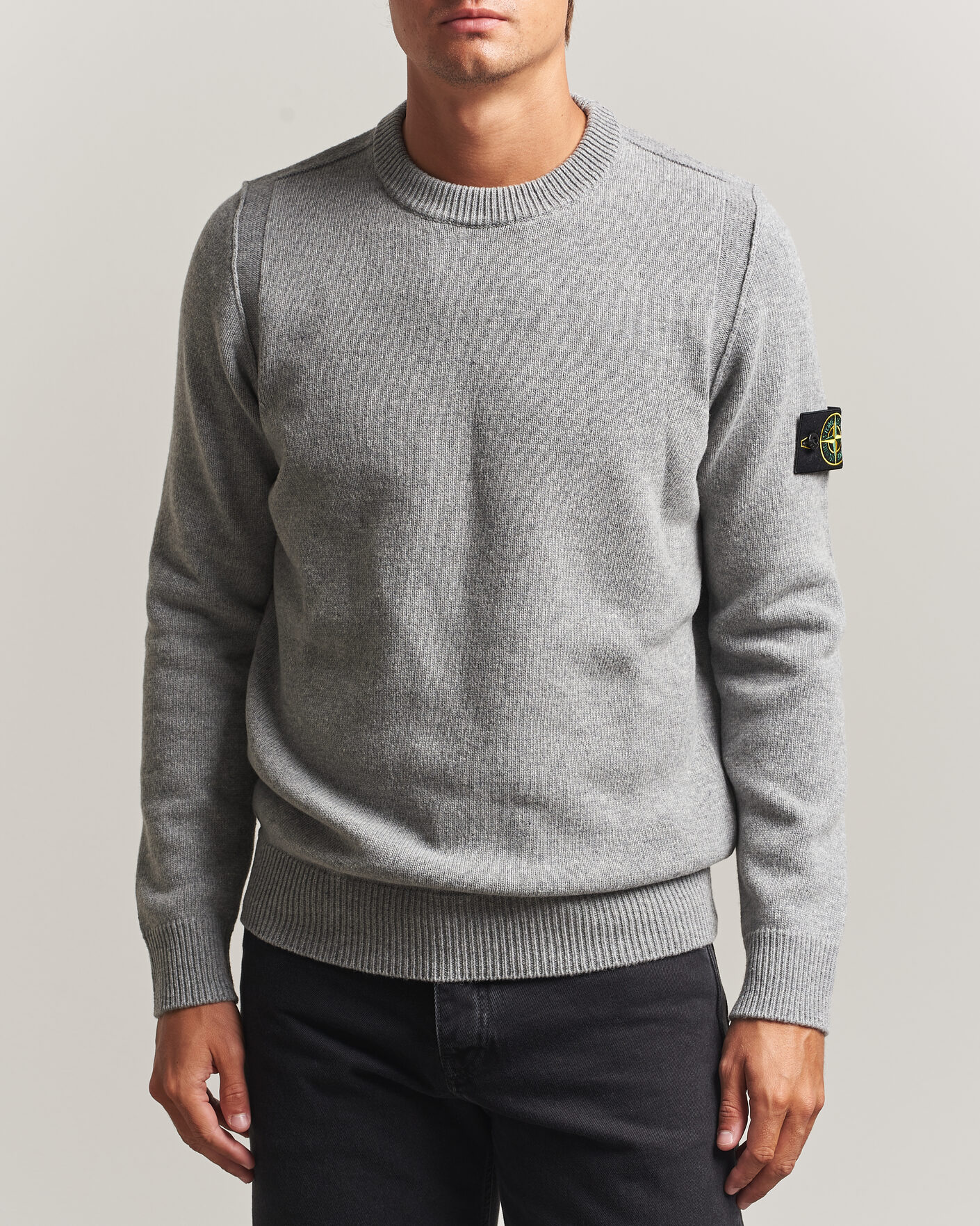 Homme | Pulls Et Tricots | Stone Island | Knitted Lambswool Crew Neck Grey Melange