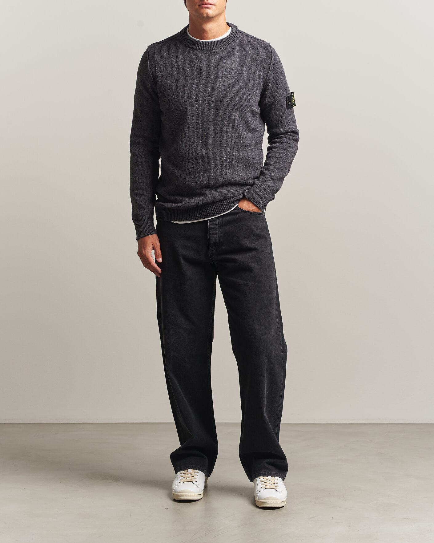 Homme | Pulls Et Tricots | Stone Island | Knitted Lambswool Crew Neck Melange Lead