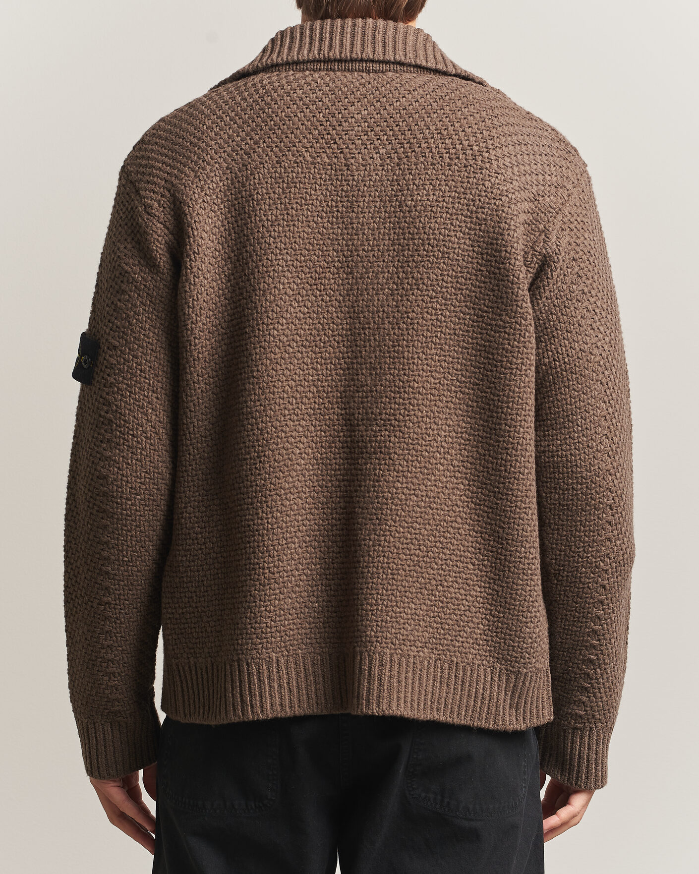 Homme | Pulls Et Tricots | Stone Island | Basket Stitch Lambswool Cardigan Umber Melange