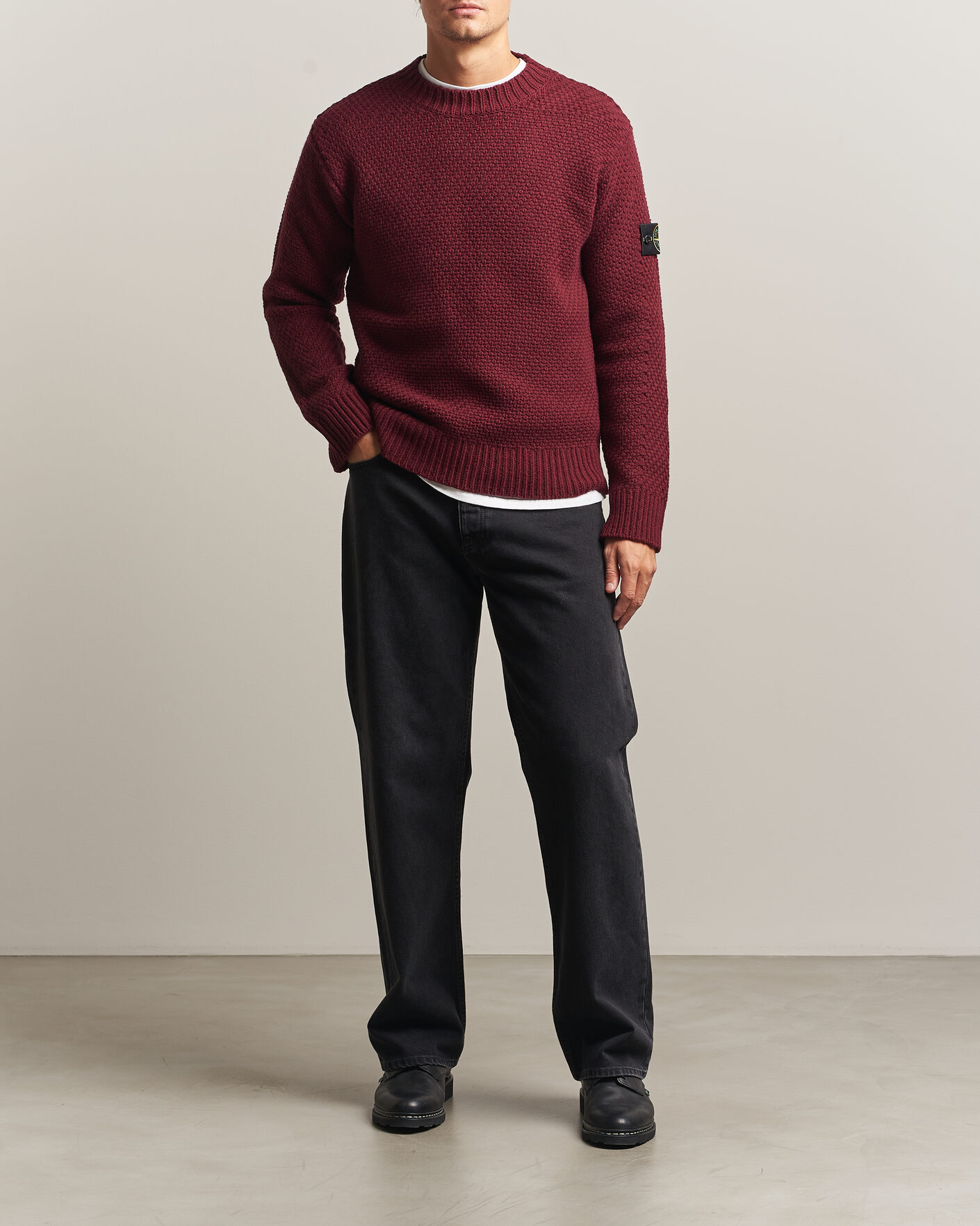 Homme | Pulls Et Tricots | Stone Island | Basket Stitch Lambswool Crew Neck Amaranth