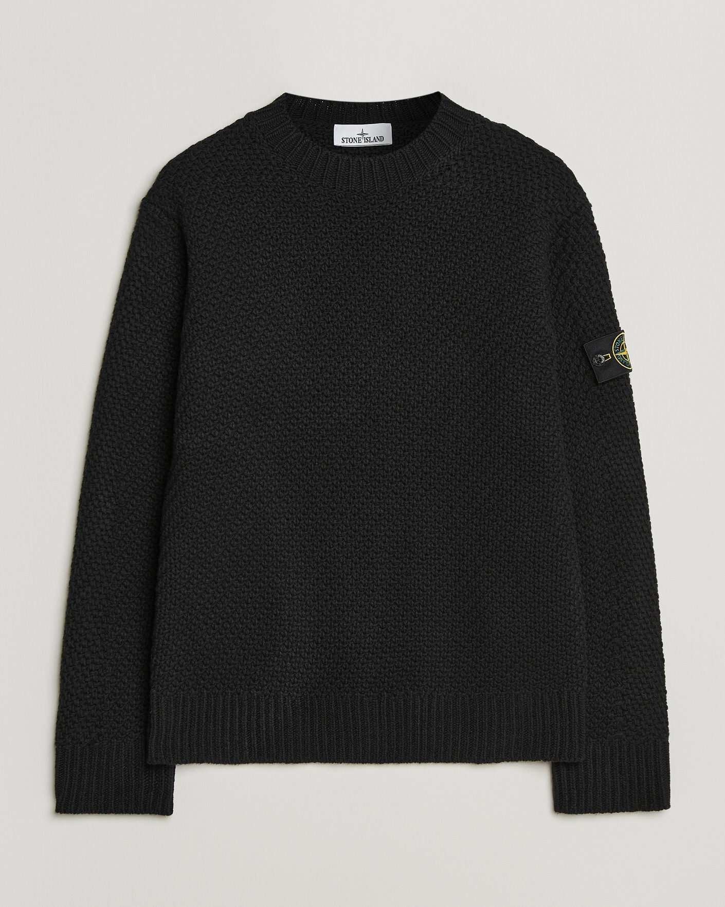 Homme | Pulls Et Tricots | Stone Island | Basket Stitch Lambswool Crew Neck Black