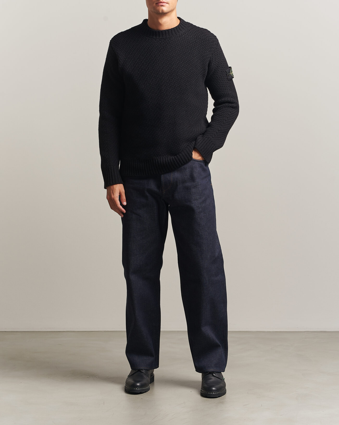 Homme | Pulls Et Tricots | Stone Island | Basket Stitch Lambswool Crew Neck Black