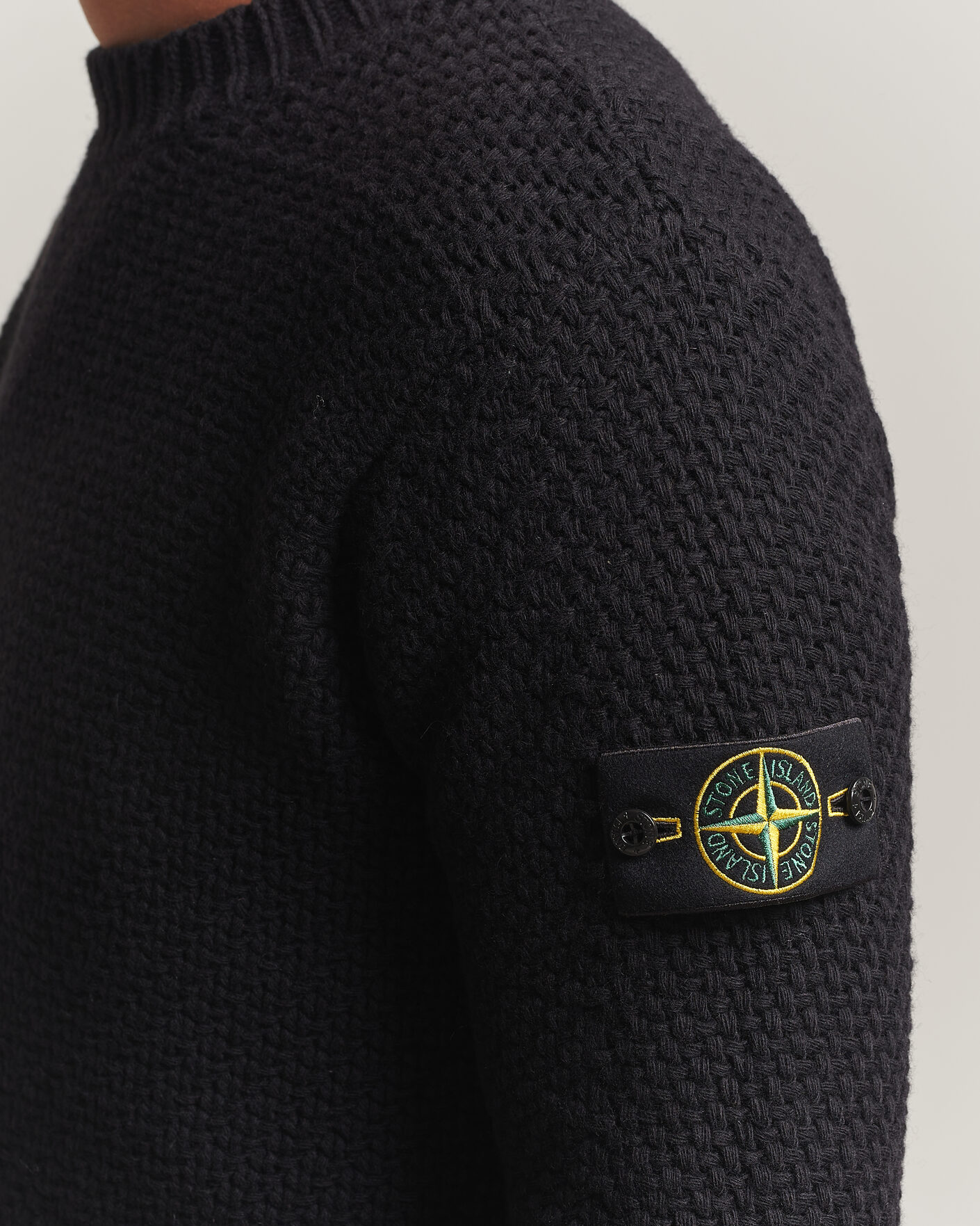 Homme | Pulls Et Tricots | Stone Island | Basket Stitch Lambswool Crew Neck Black