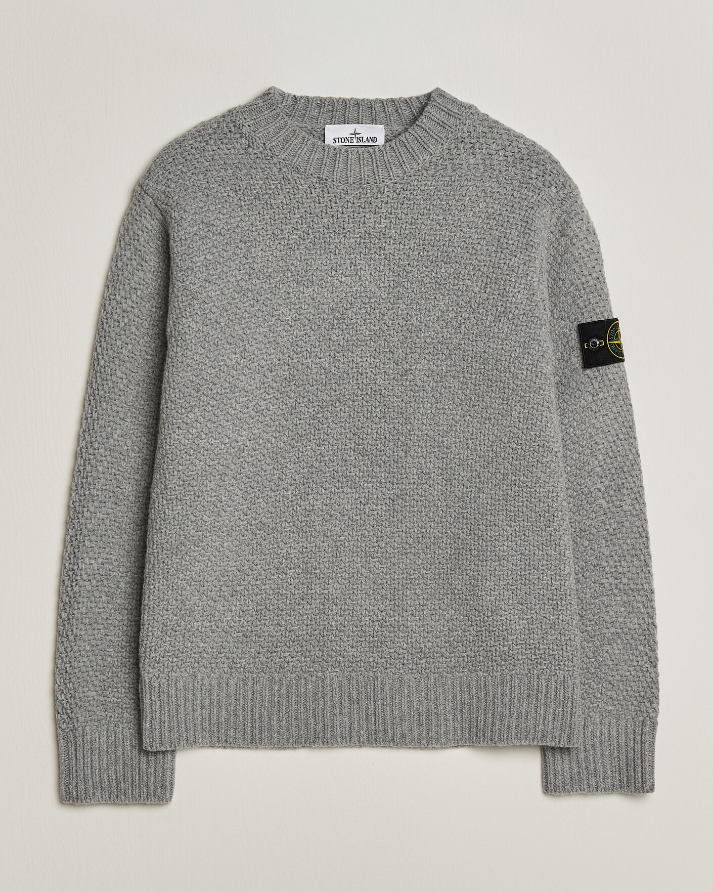 Homme | Pulls Et Tricots | Stone Island | Basket Stitch Lambswool Crew Neck Grey Melange