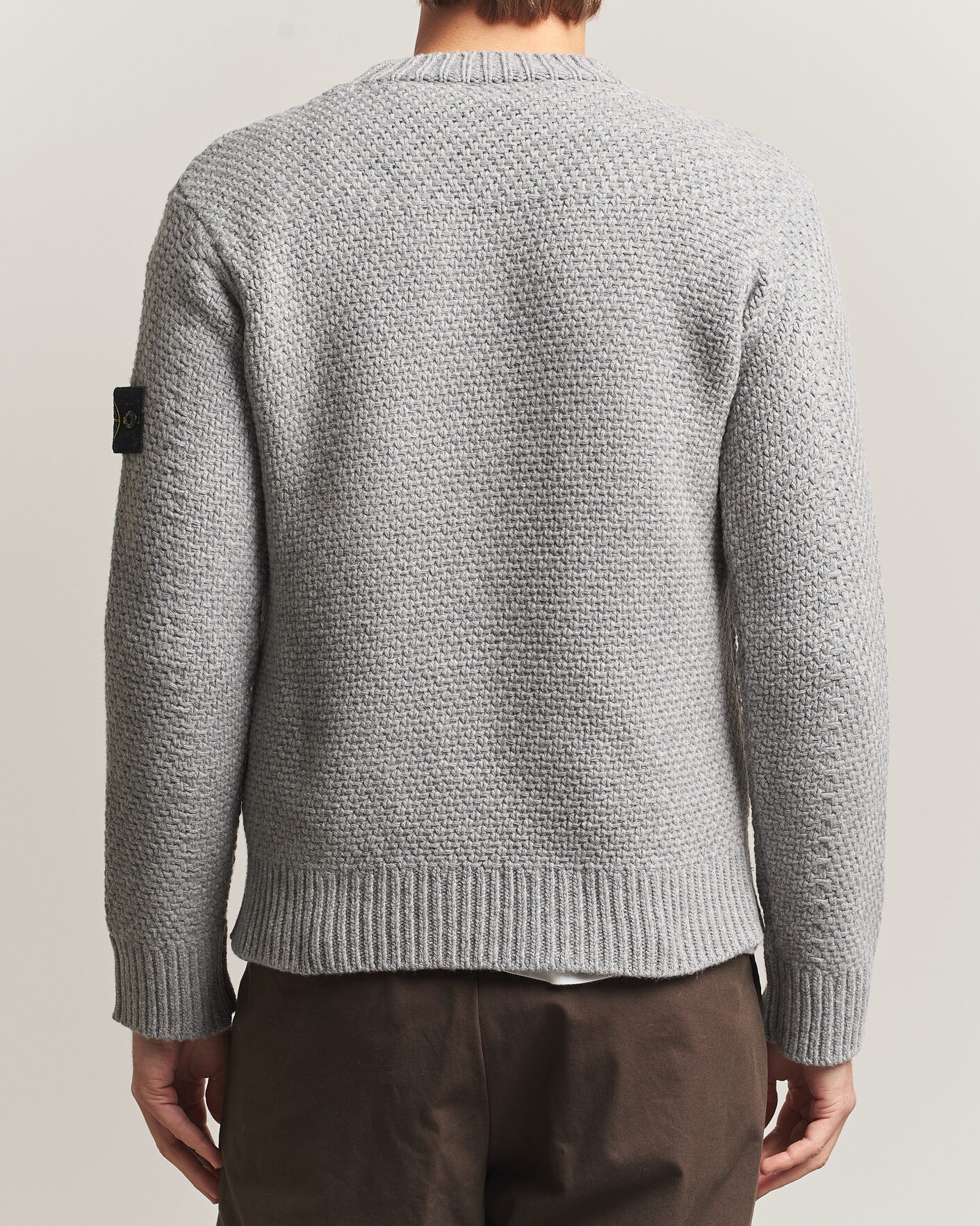 Homme | Pulls Et Tricots | Stone Island | Basket Stitch Lambswool Crew Neck Grey Melange
