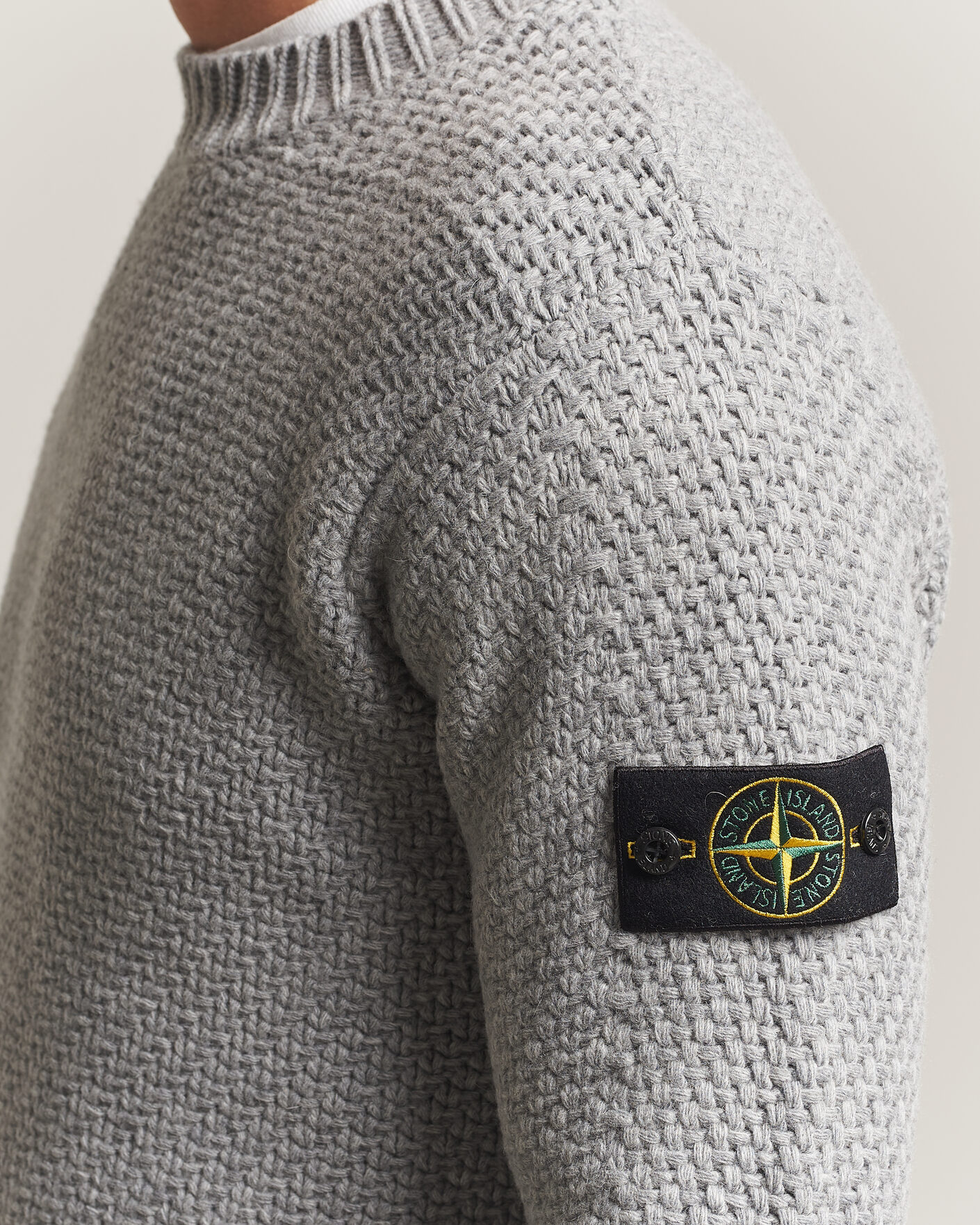 Homme | Pulls Et Tricots | Stone Island | Basket Stitch Lambswool Crew Neck Grey Melange
