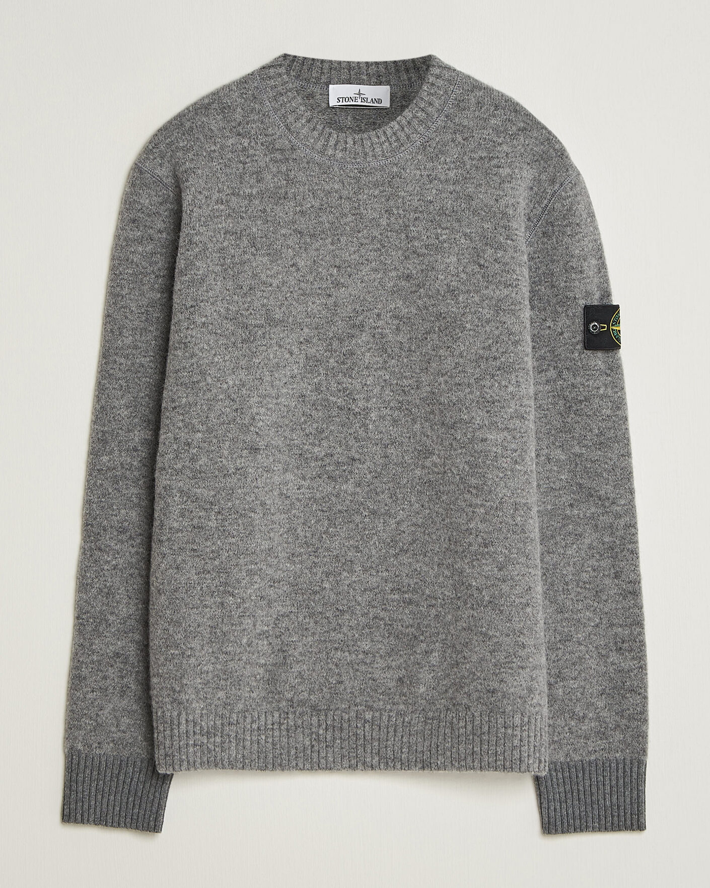 Homme | Pulls Et Tricots | Stone Island | Baby Alpaca Blend Contrast Crew Grey Melange