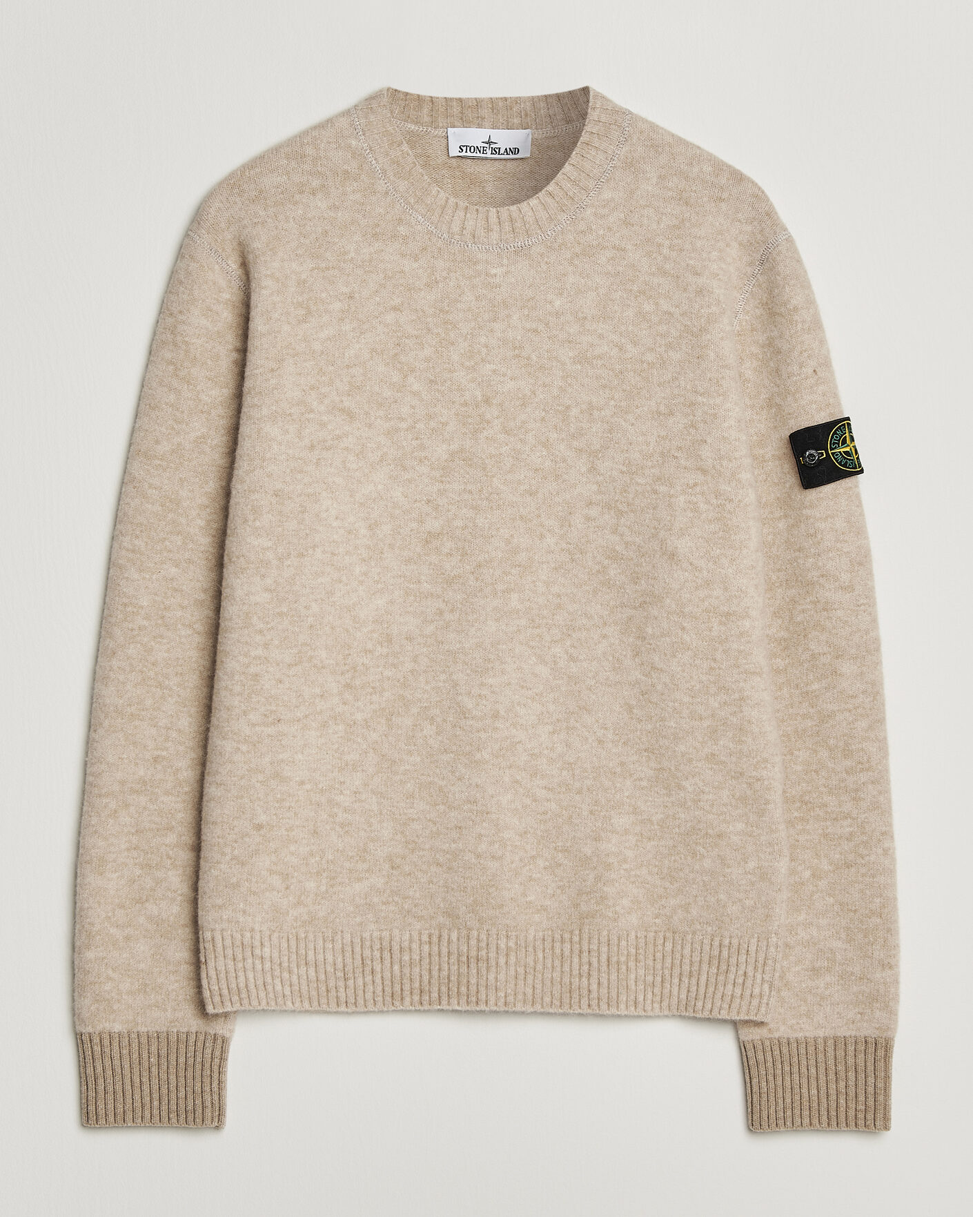 Homme | Pulls Et Tricots | Stone Island | Baby Alpaca Blend Contrast Crew Beige Melange