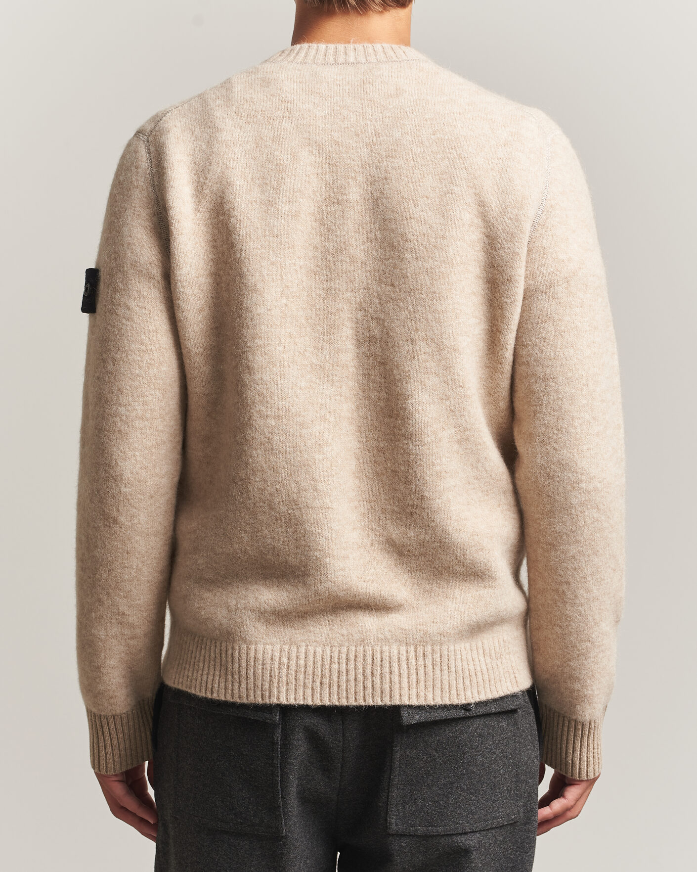 Homme | Pulls Et Tricots | Stone Island | Baby Alpaca Blend Contrast Crew Beige Melange