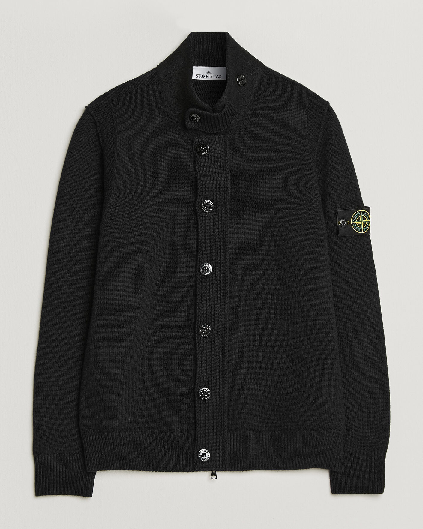 Homme | Pulls Et Tricots | Stone Island | Knitted Lambswool Zip Button Cardigan Black