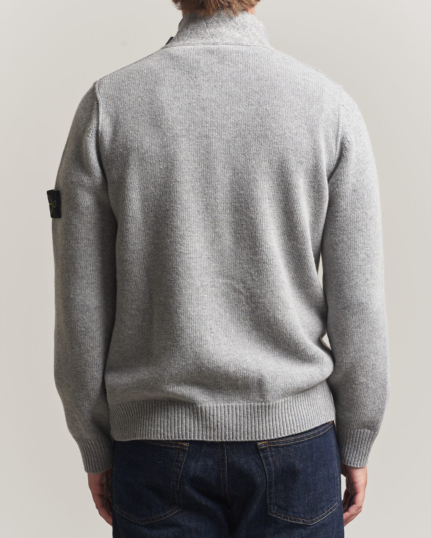 Homme | Pulls Et Tricots | Stone Island | Knitted Lambswool Zip Button Cardigan Grey Melange