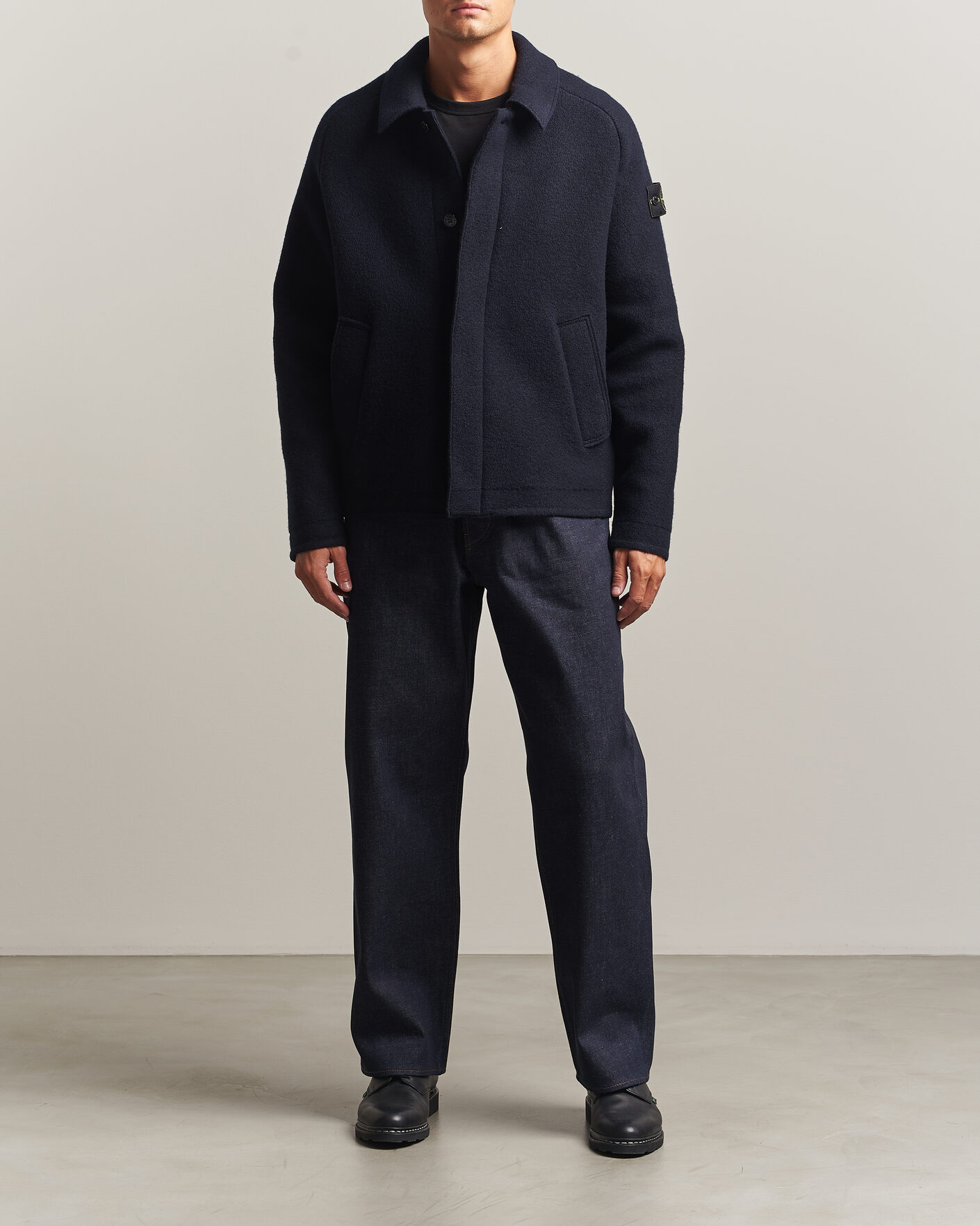 Homme | Pulls Et Tricots | Stone Island | Felted Wool Cardigan Navy Blue