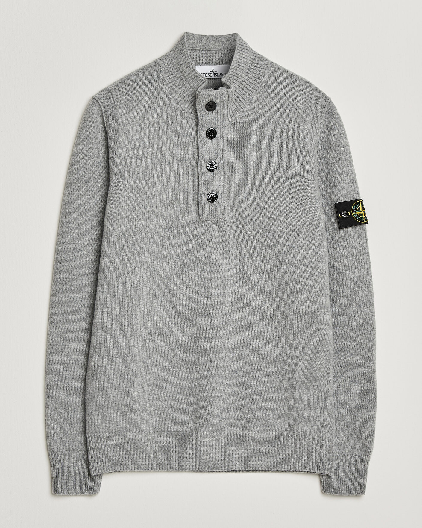 Homme | Pulls Et Tricots | Stone Island | Knitted Lambswool Half Button Zip Grey Melange
