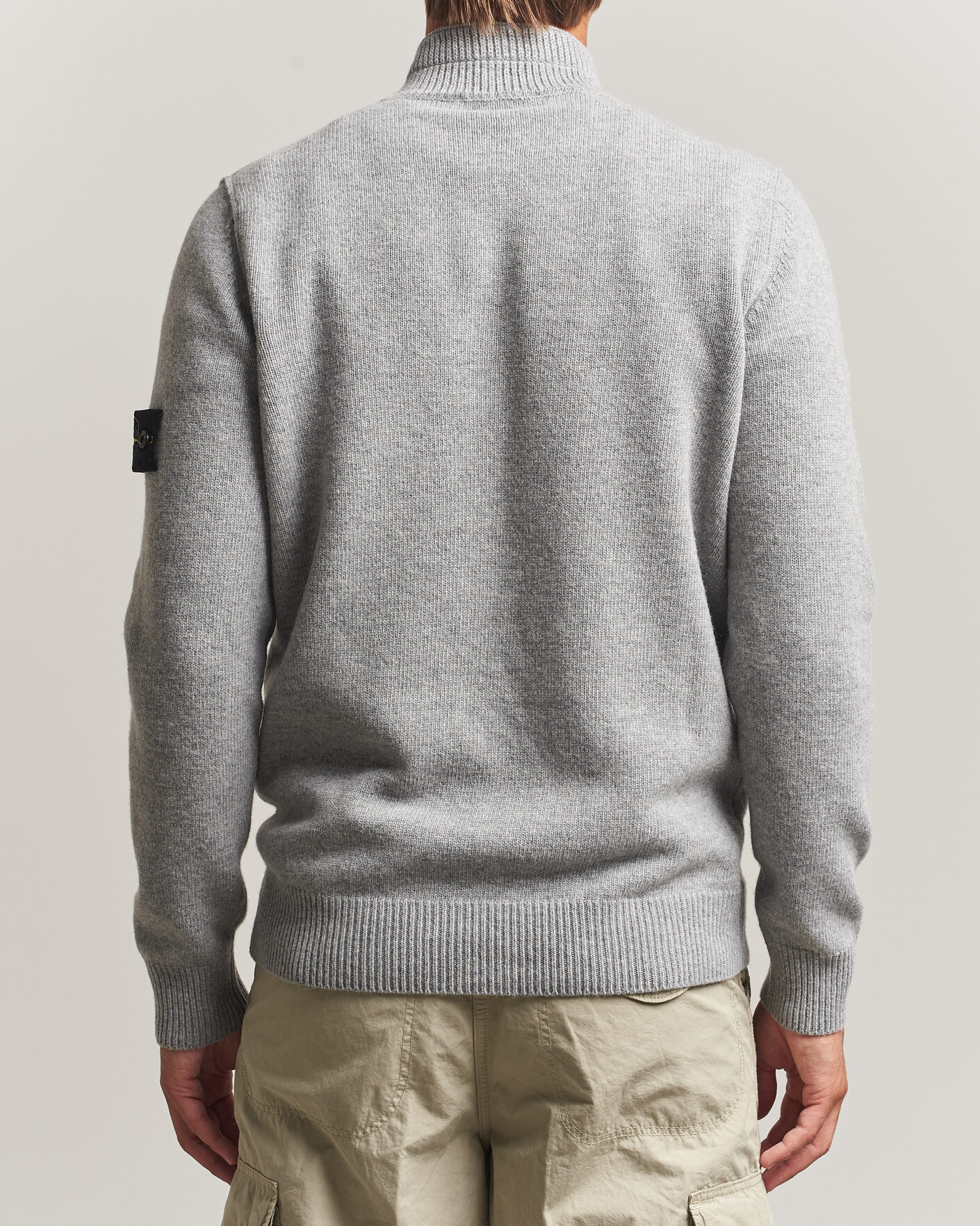 Homme | Pulls Et Tricots | Stone Island | Knitted Lambswool Half Button Zip Grey Melange
