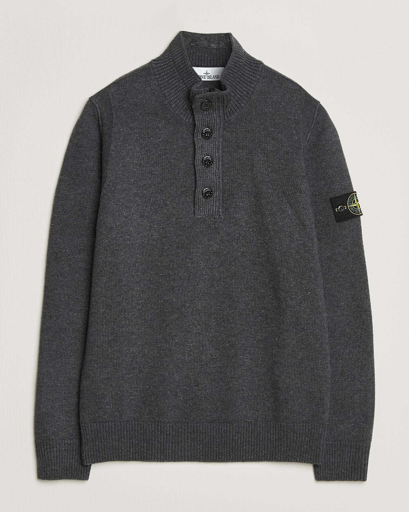 Homme | Pulls Et Tricots | Stone Island | Knitted Lambswool Half Button Zip Melange Lead