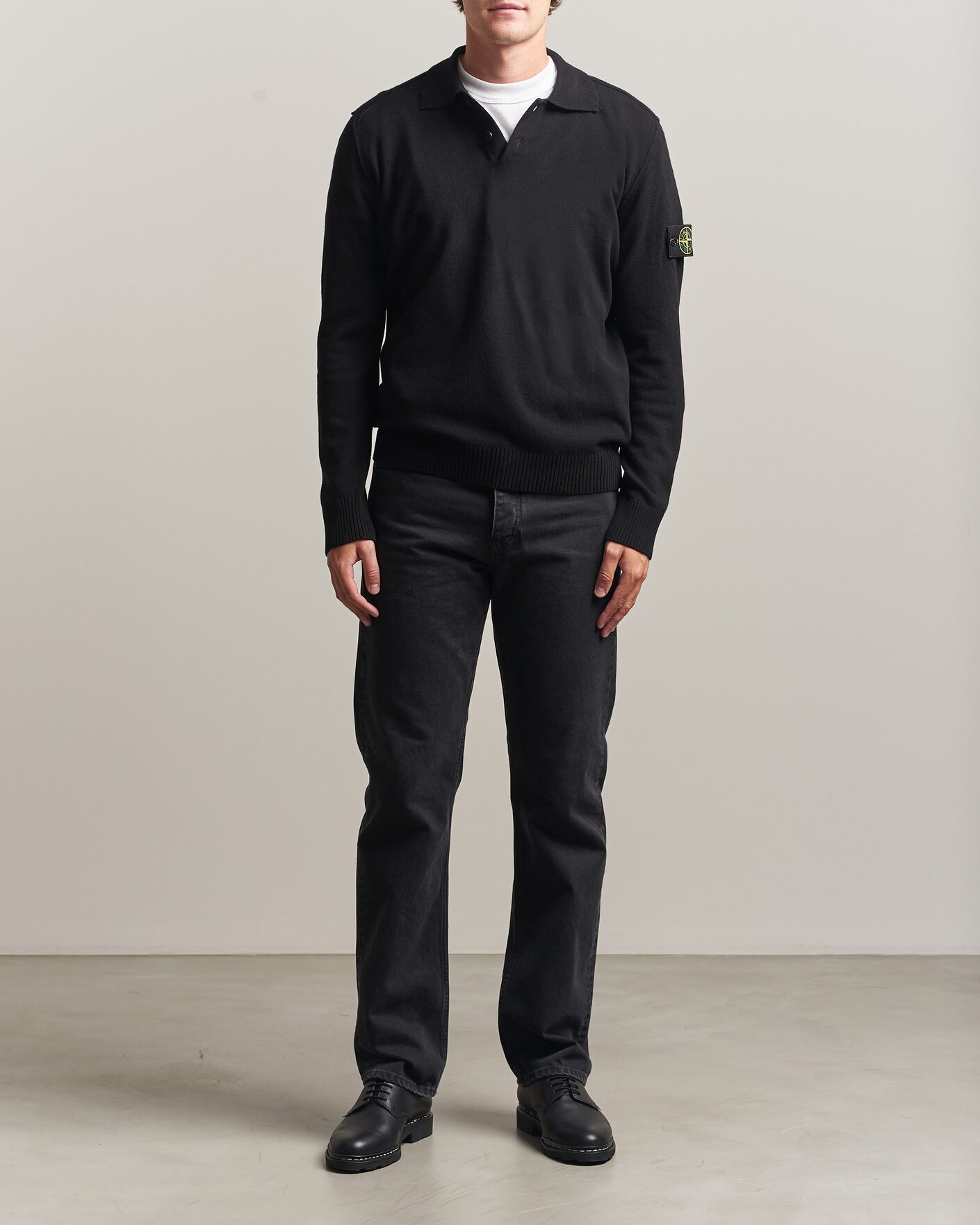 Homme | Pulls Et Tricots | Stone Island | Knitted Geelong Wool Polo Black