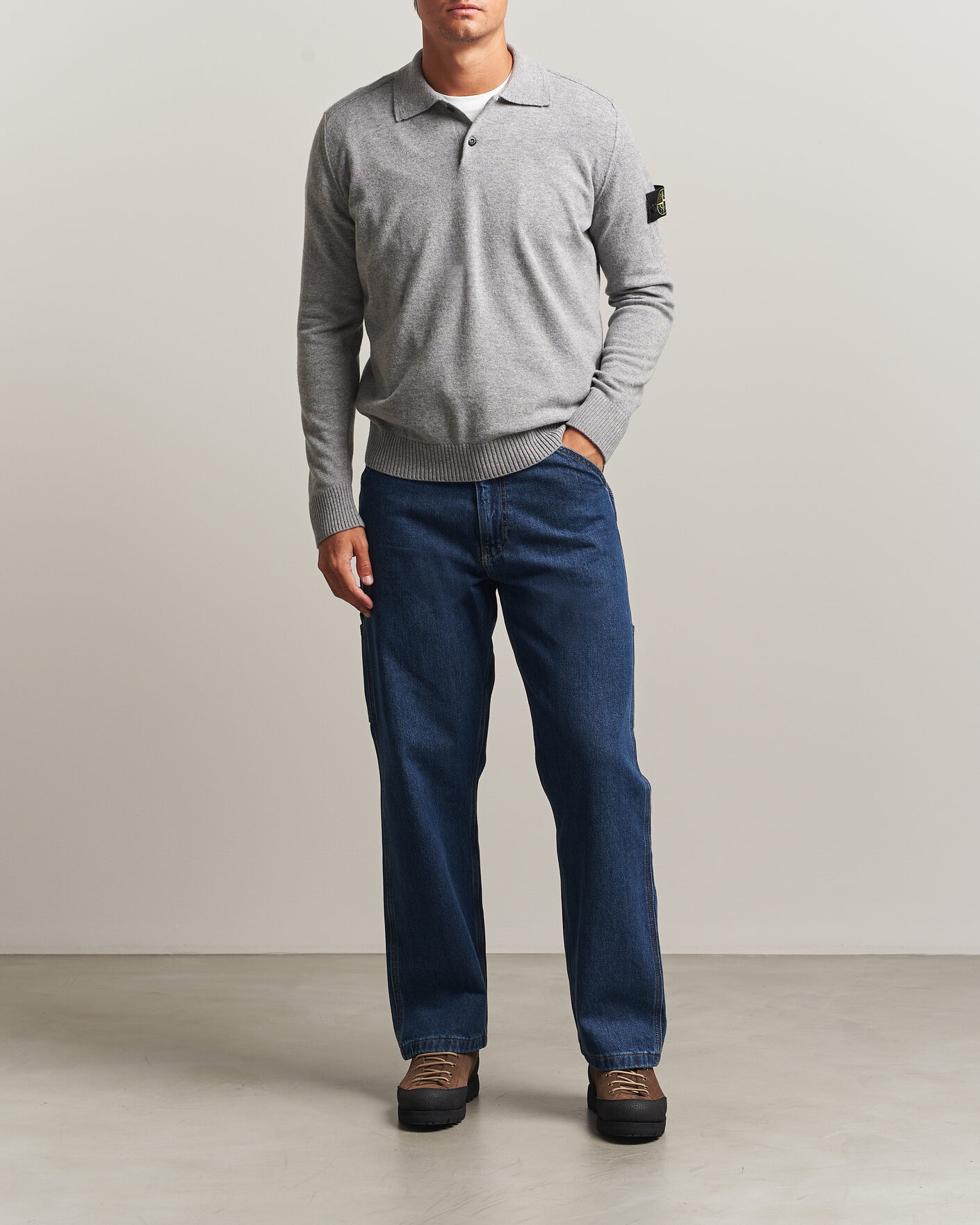 Homme | Pulls Et Tricots | Stone Island | Knitted Geelong Wool Polo Grey Melange