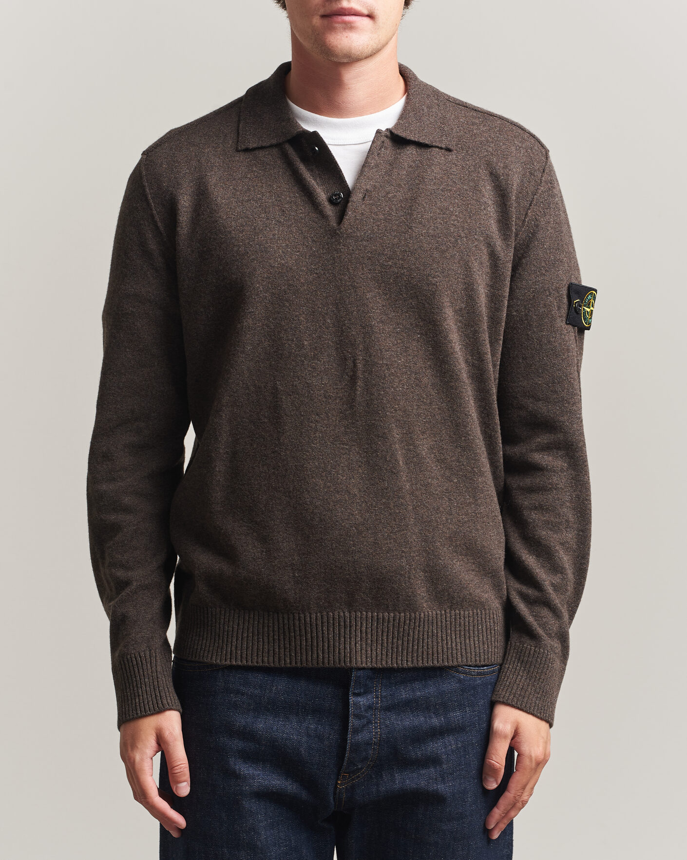 Homme | Pulls Et Tricots | Stone Island | Knitted Geelong Wool Polo Melange Lead