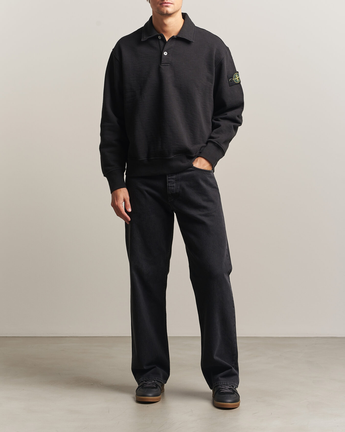 Homme | Pulls Et Tricots | Stone Island | Tubular Cotton Fleece Polo Black