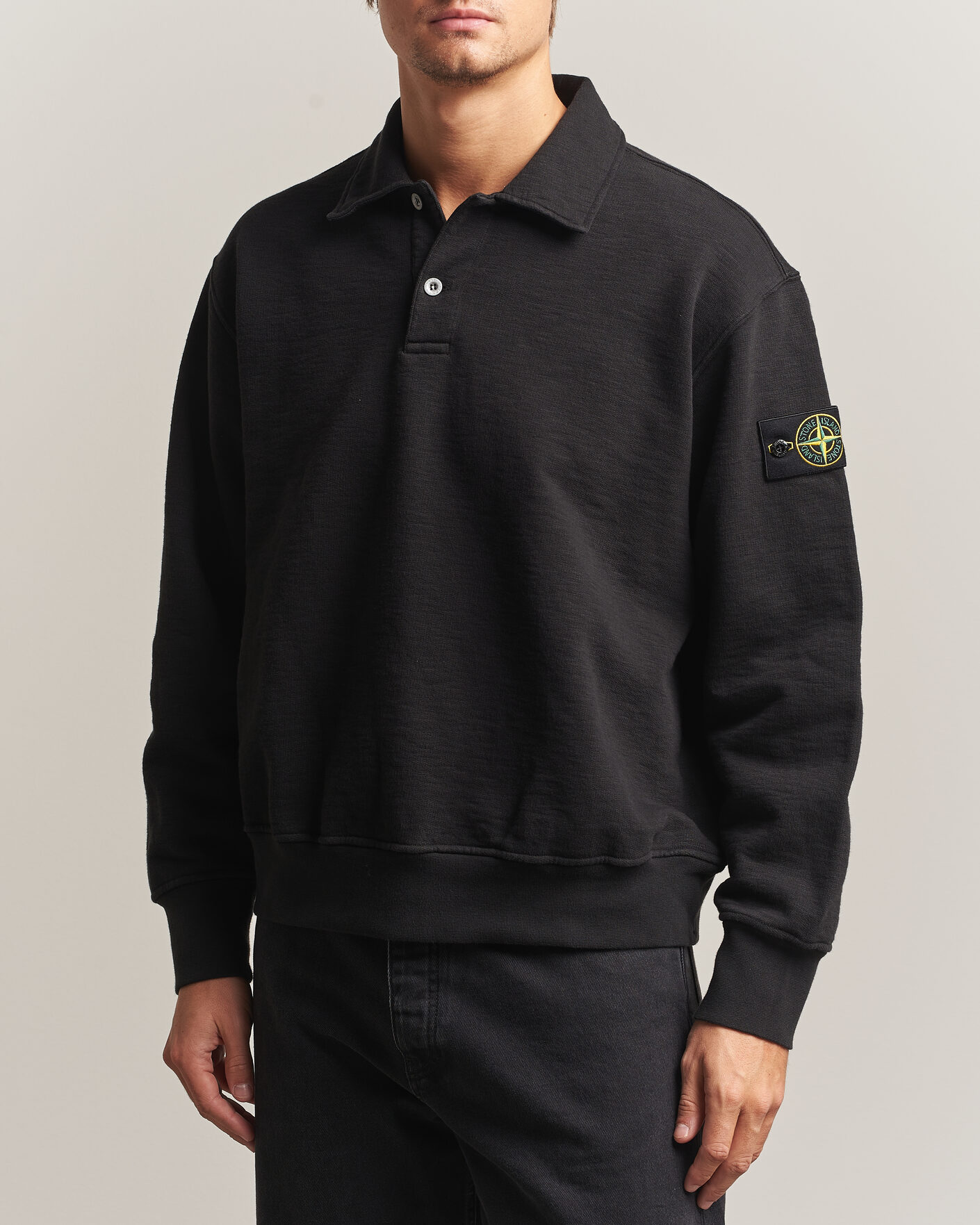 Homme | Pulls Et Tricots | Stone Island | Tubular Cotton Fleece Polo Black