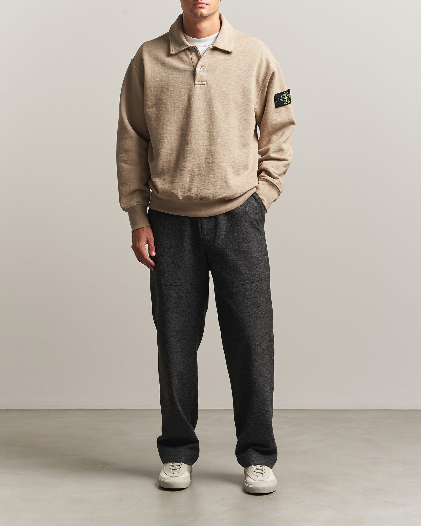 Homme | Pulls Et Tricots | Stone Island | Tubular Cotton Fleece Polo Biscuit