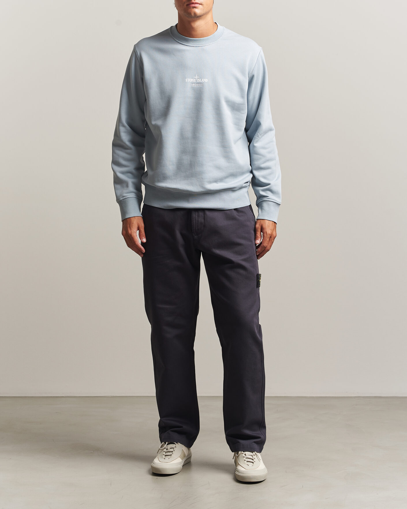 Homme | Pulls Et Tricots | Stone Island | Cotton Fleece Archivio Print Sweatshirt Ash Grey