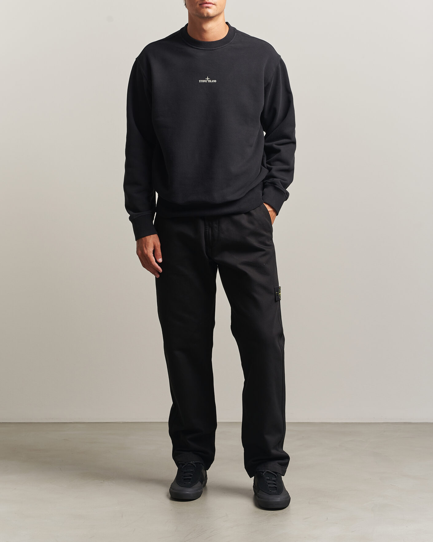 Homme | Pulls Et Tricots | Stone Island | Cotton Fleece Blurred Compas Print Sweatshirt Black