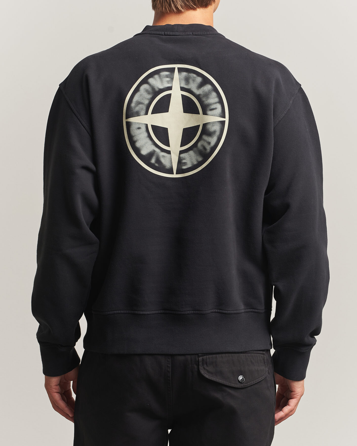 Homme | Pulls Et Tricots | Stone Island | Cotton Fleece Blurred Compas Print Sweatshirt Black