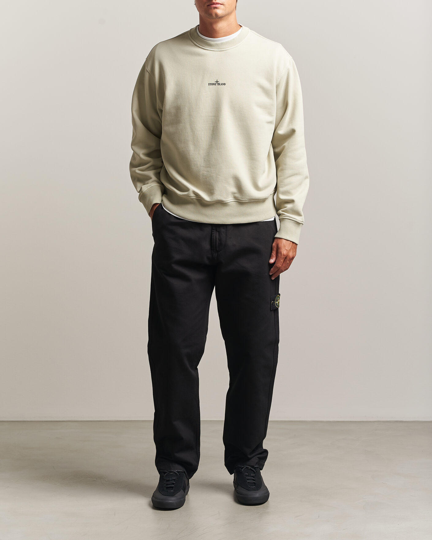 Homme | Pulls Et Tricots | Stone Island | Cotton Fleece Blurred Compas Print Sweatshirt Sand