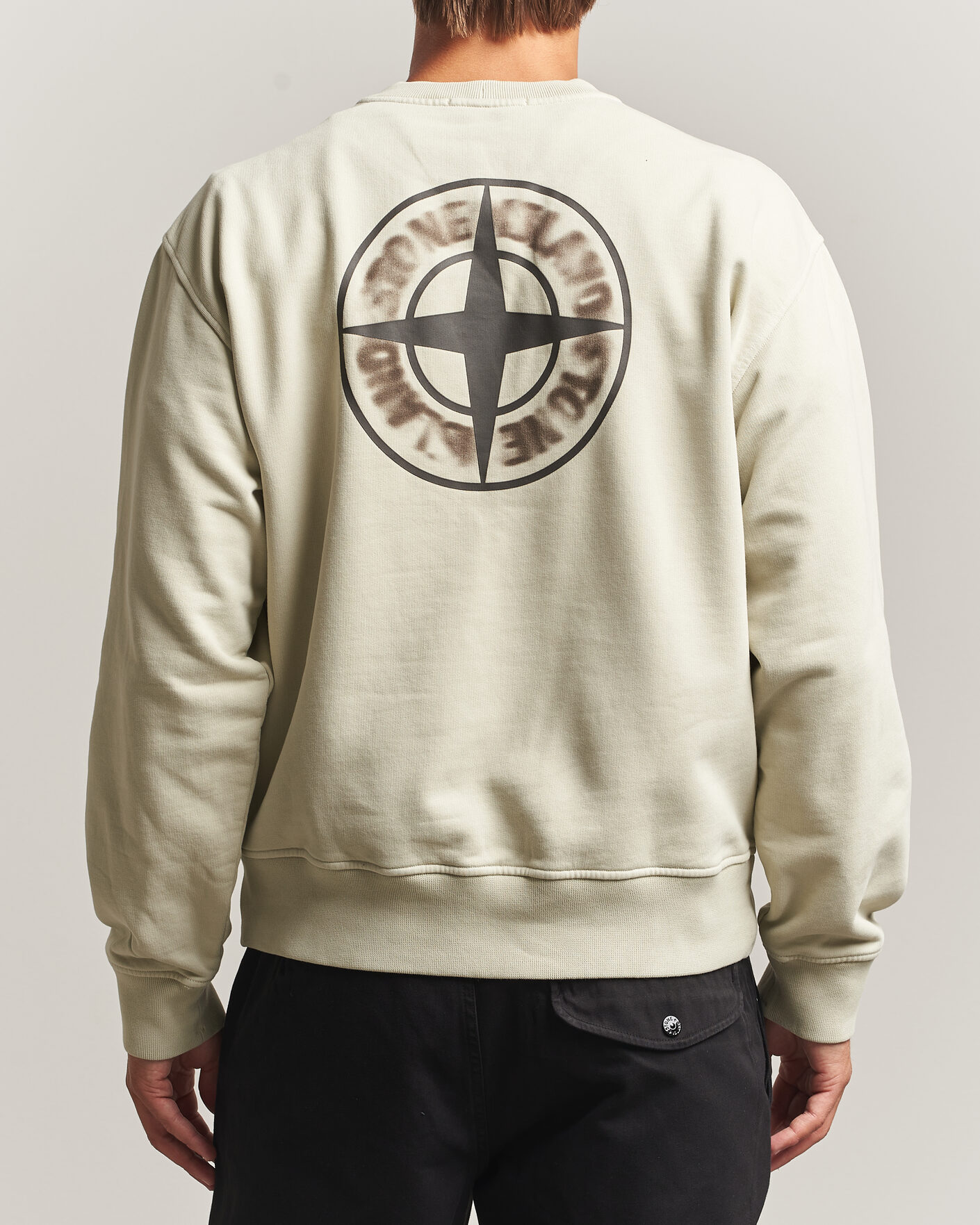 Homme | Pulls Et Tricots | Stone Island | Cotton Fleece Blurred Compas Print Sweatshirt Sand