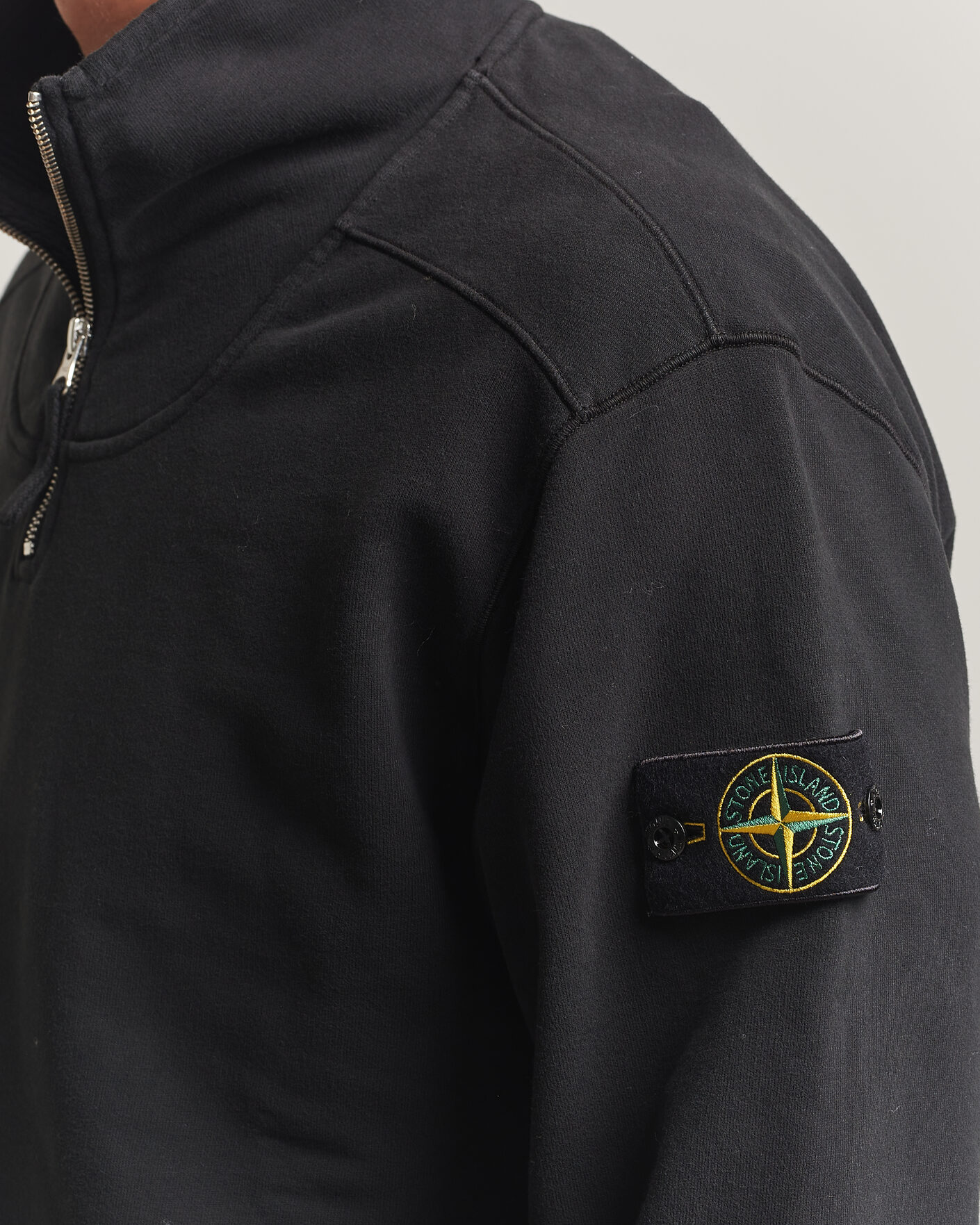 Homme | Pulls Et Tricots | Stone Island | Brushed Cotton Fleece Half Zip Black