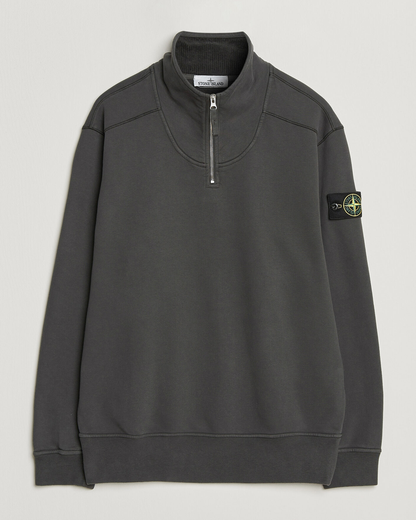 Homme | Pulls Et Tricots | Stone Island | Brushed Cotton Fleece Half Zip Lead Grey