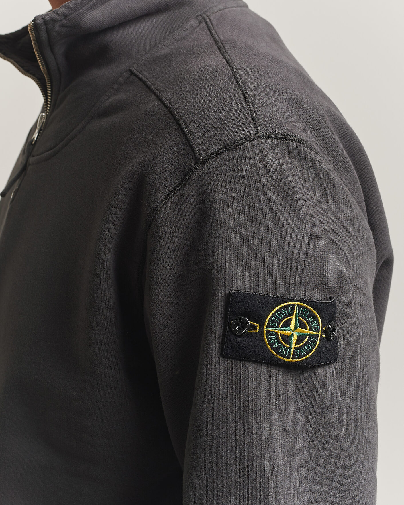Homme | Pulls Et Tricots | Stone Island | Brushed Cotton Fleece Half Zip Lead Grey